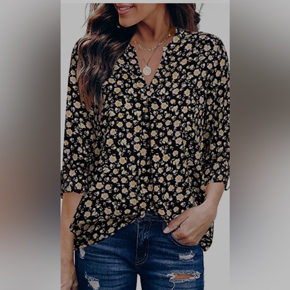 Gaharu women’s top blouse 3/4 sleeve, chiffon tunic top
